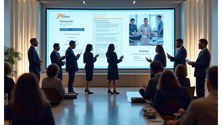 Illustration of diverse professionals connecting and learning in a collaborative environment.