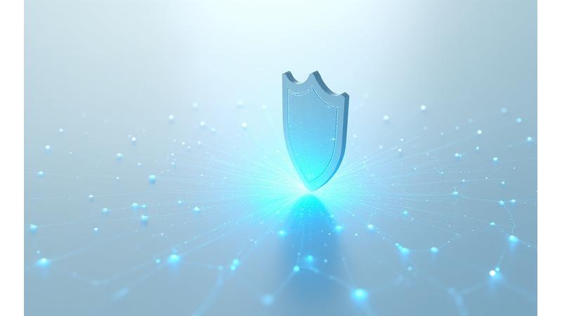 Abstrakte Darstellung eines Datenschutzschildes mit sicheren Datenströmen, symbolisiert den Schutz und die Verpflichtung der Nyfira Academy zum Datenschutz.