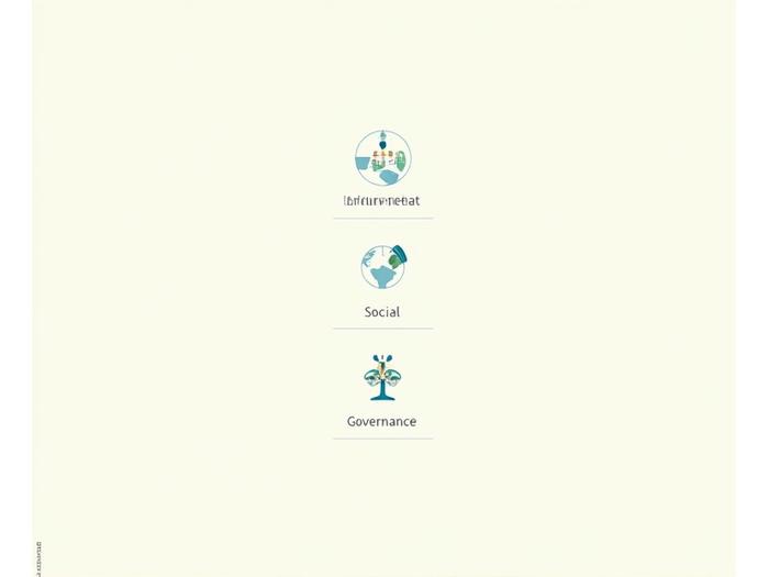 Moderne Infografik, die die drei ESG-Säulen (Umwelt, Soziales, Governance) visuell aufschlüsselt. Jede Säule wird durch ein ikonisches Symbol und eine kurze Beschreibung repräsentiert.