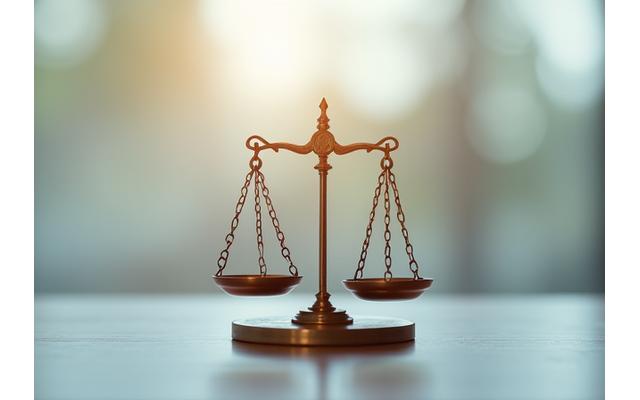 Symbolic image of a balanced scale or intertwined hands, representing fairness, integrity, and dispute resolution within a professional setting.