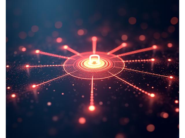 Abstract representation of intellectual property, with interconnected nodes and glowing lines symbolizing data and knowledge protection.